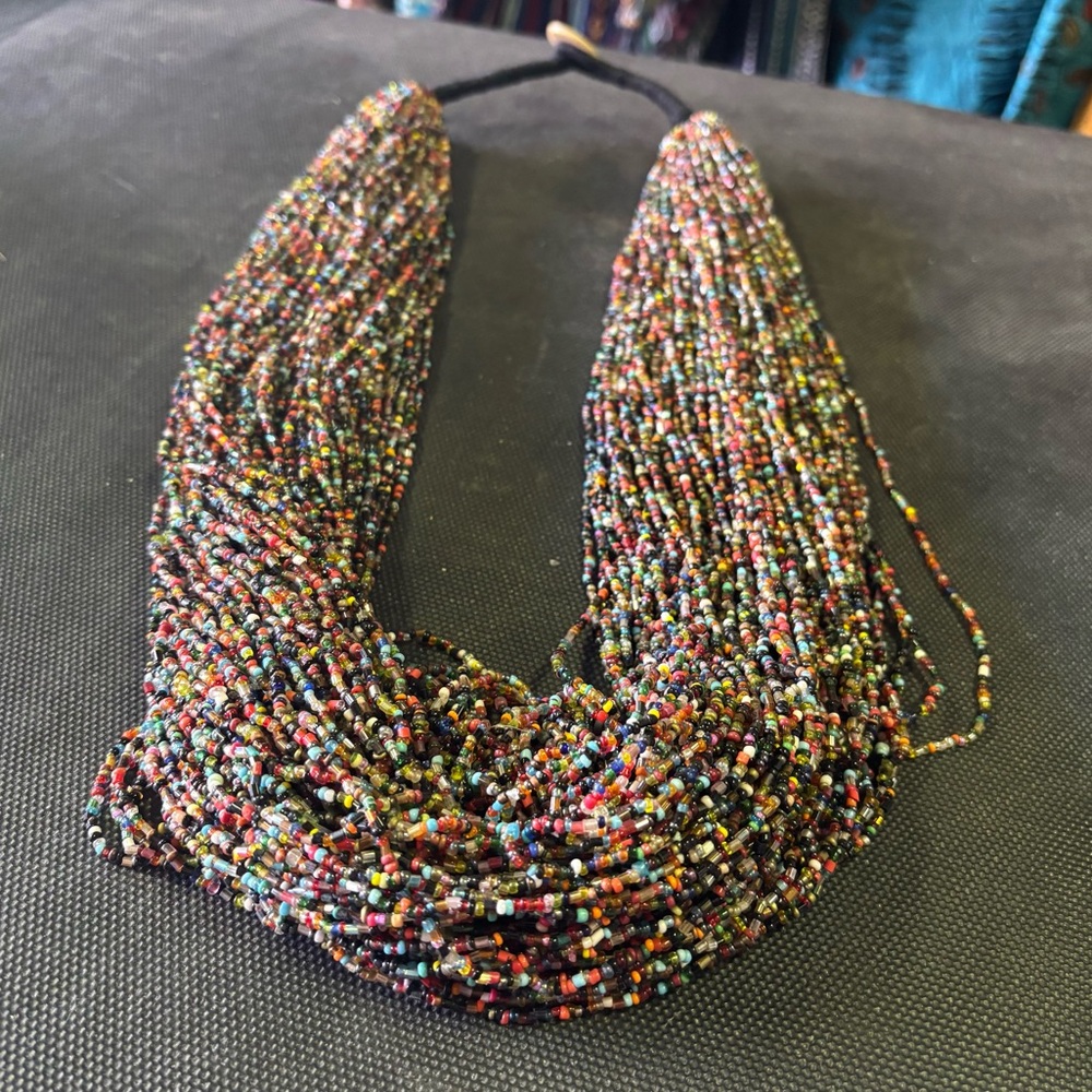 Ultra-Layered Multistrand Seed Bead Statement Necklace - Picture 4 of 6